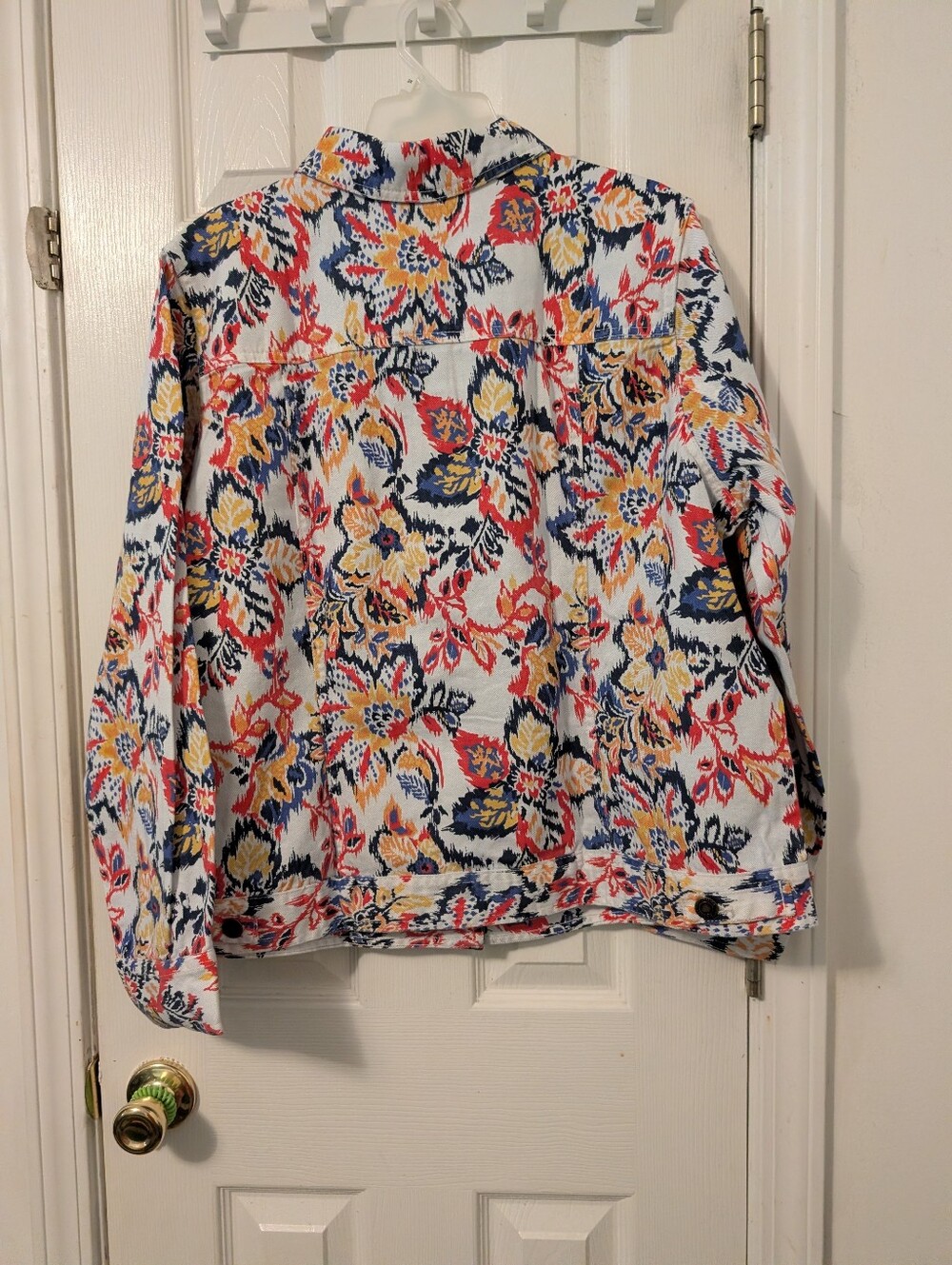 Jessica London Women’s 20W Floral Print Cotton Denim Jacket Multicolor Boho - Picture 4 of 8